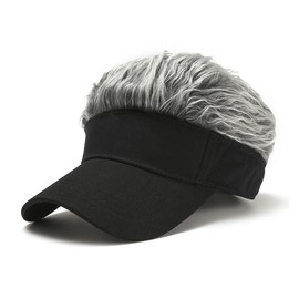 Cirsaeur Black Hair Visor Sun Visor with Wig Attached Hair Costume Outfit Party Fashion Goods Hat Outdoor Golf Sunshade Fishing Sunshade Baseball Cap Unisex Fake Hair