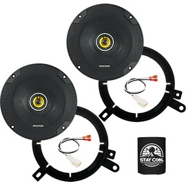 KICKER Speakers 6.5 inch for Toyota Highlander 2001-2007 Upgrade Kit - Pair of CS Series with Adapters and Harness, Coaxial 6 1/2 Car Audio Front Door Speaker CSC65, 46CSC654