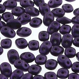 Jet Metallic Suede Purple SuperDuo Czech Two Hole Seed Beads 2.5x5mm Approx 20 Grams