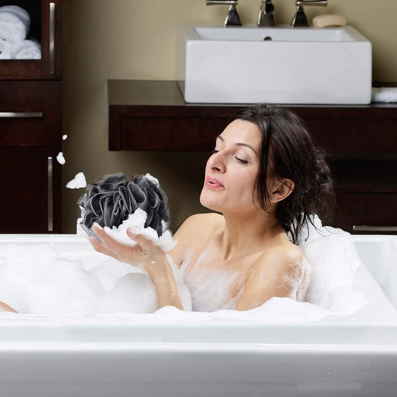 Tbestmax 75g XL Black Loofah Sponge for Exfoliating, Soft Shower