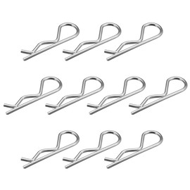 sourcing map Clip Pins 3.5mm Wire Carbon Steel 75mm Length Trailer R Shaped Spring Cotter Tractor Mower Fastener Hardware Silver Tone 10pcs