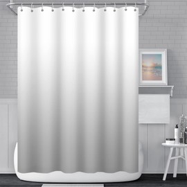 Umpoo Ombre Gradient Fabric Shower Curtain for Bathroom White and Grey Modern Simple Shower Curtain Extra Long 84 Inch Polyester Waterproof Unique Tub Curtain Decorative with 12 Hooks