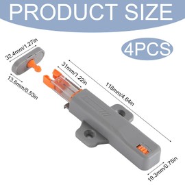 Push to Open Pressure Door Opener, Pack of 4 Heavy Duty Push Open Door Opener for Cabinet 40N, Spring Snap Lock Press Open for Kitchen Cabinet, Wardrobe, Drawer Latch