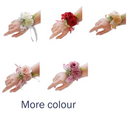 Pmnzdy Pack of 2 Flower Bracelet Wedding Bride Bridesmaid Wrist Flowers Wedding Accessories Wrist Corsage Roses Flower Bracelet Jewellery for Weddings Party Prom Proms, Polyurethane