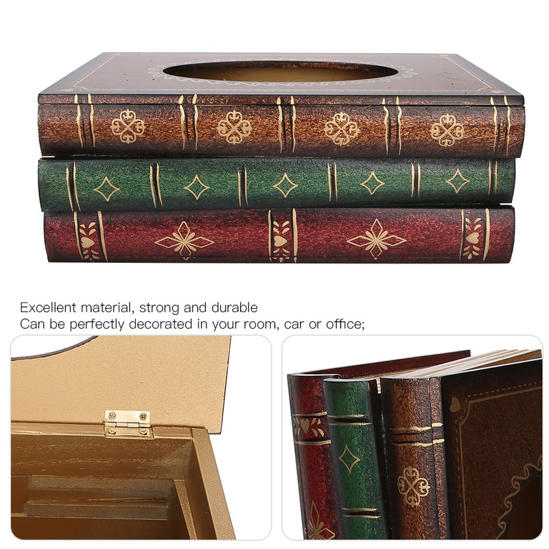 Book Shaped Tissue Box Home Decoration Storage Props Office Ornaments