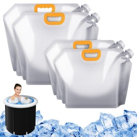 Hiitytin 4 Pcs Ice Bath Bags Reusable, 5L & 10L Cold Plunge Ice Bags Portable Bathtub Freezer Water Bags Ice Bath Water Chiller Cold Plunge Tub Accessories Ice Barrel Cold Therapy