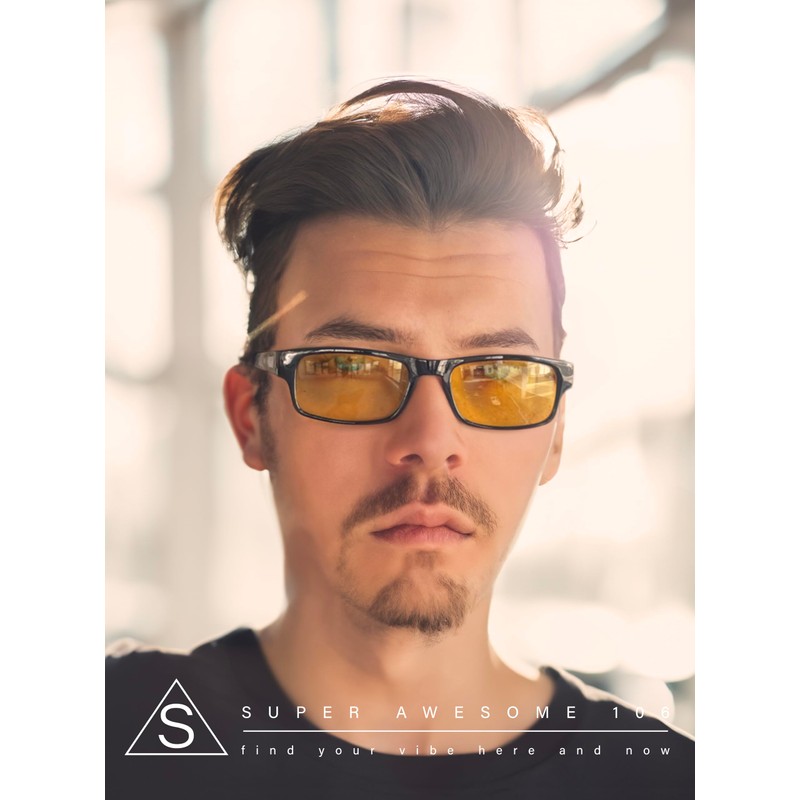 Mens Small Face Snug Fit Color Lens Rectangular Plastic Frame