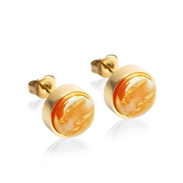 Kleine Ohrstecker gold mit Stein • Orangene Ohrringe für Damen