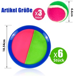 Jeffbaubl Klettballspiel Catch Ball Set,Klettballspiel für Kinder mit 6 Klett Ball Paddle und 3 Klettball, Wurfspiel Kinder, Klettball Strandspielzeug Garten Outdoor Spiele für Kinder ab 3 4 5 6 7