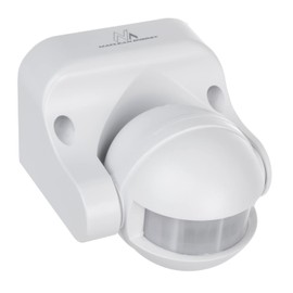 Maclean MCE358 W Occupancy PIR Motion Sensor Dusk-to-Dawn Infrared Detector IP44, Range 12m, Angle 180°, max Load 800 / 1200W (White)