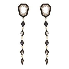 Sonateomber Long Black Rhinestone Stone Linear Chain Dangle Drop Earrings for Women - Statement Elegant Blue Black Enamel Crystal Marquise Eye Cubic Zirconia - Monster Party Costume Accessory Jewelry Gift