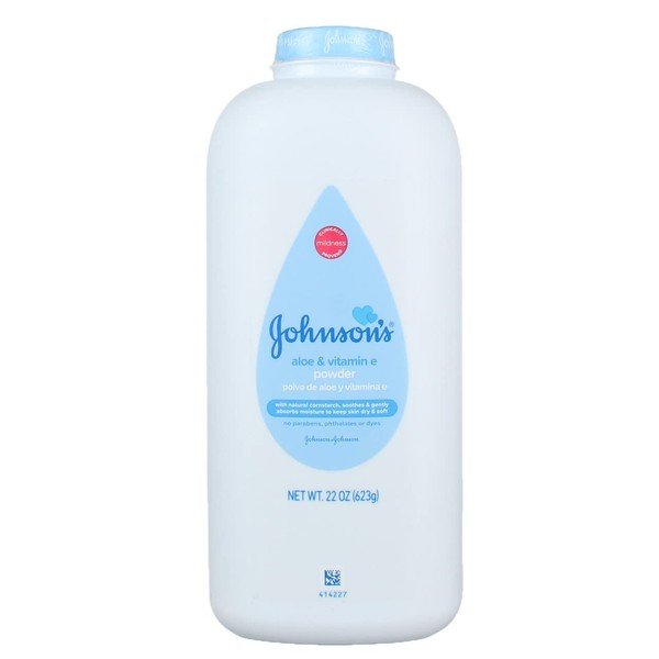 JOHNSON'S Pure Cornstarch Baby Powder with Aloe Vera & Vitamin E, 22 oz -- Packaging May Vary