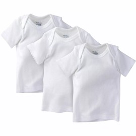 Gerber Baby Unisex 3 Pack Slip On Short Sleeve Shirts White 12 M