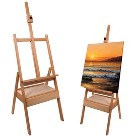 Reuentone Large H-Frame Art Easel for Painting, Wooden Easel with Storage for Adults, Easel Height Adjustable(59"~75"), Hold Canvas up to 41", Art Easel for Adults, Beginer, Advertising, Canvas Art