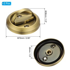 PATIKIL Recessed Door Handles, 2 Pcs Round Flush Pulls Stainless Steel Furniture Locks Hidden Embedded Fireproof Door Furniture Pull Brass