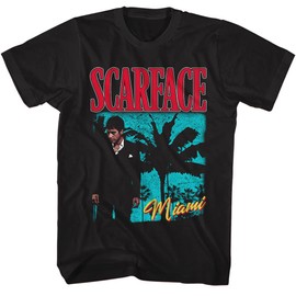 Scarface 80s Movies Miami Adult Short Sleeve T-Shirts Vintage Style Graphic Tees Black