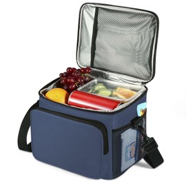 Bolsa del Almuerzo de Grande, Loncheras Térmica Reutilizable con correa ajustable, Bolsa Termica Hielera de A Prueba de Goteo, Bolsa Térmica de Comida Tela Oxford Impermeable Portátil para el Trabajo de Picnic Fiesta Oficina(azul)