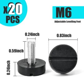 IGEAIIE Adjustable Levelling Feet, 20 Pcs M6 Thread Heavy Duty Furniture Levelers, Height Adjustable Feet for Tables, Chairs, Cabinets, Floor Protector with Screws