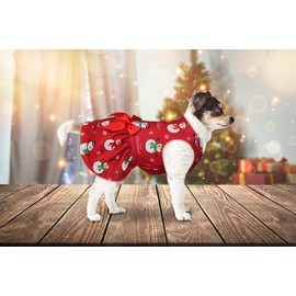 Dog Christmas Dress Dog Christmas Costumes Girl Snowman Stretchy Dog Dress Funny Dog Costumes Puppy Clothes with Bowtie Dog Outfit for Small Dogs Cats Puppy(XXS)