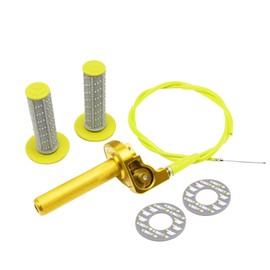 YWLUWEI Throttle Grip Motorcycle 7/8" 22mm CNC Aluminum Quick Twister with Throttle Cable and Handlebar Grip for CRF50 KLX SSR TTR 110 125 150 200 250cc Dirt Pit Bike ATV Mini Bike (Gold)