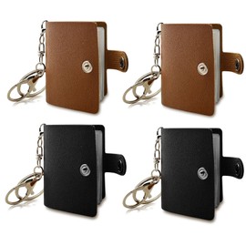 Mini Photo Album, Pack of 4 Photo Album with Key Ring, Leather, Small Photo Album for DIY 2 Inch Pockets, Photo Albums, Photo Book, Small for 20 Photos for Friends, Families