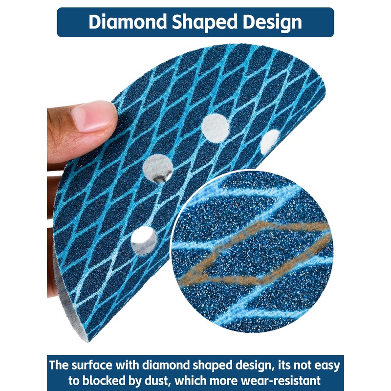 Diamond Shape 125 mm Sanding Discs 80 Grit, Pack of
