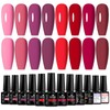 MTSSII Burgundy Red Gel Nail Polish Set for Nails 12