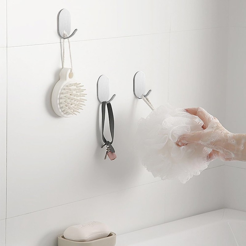 TIANNLINPY 10 Pcs Wall Hooks Stick on Heavy Duty Stainless