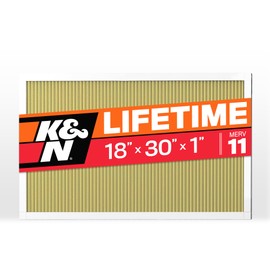 K&N 18x30x1 HVAC Furnace Air Filter, Lasts a Lifetime, Washable, Merv 11, the Last HVAC Filter You Will Ever Buy, Breathe Safely at Home or in the Office, HVC-11830