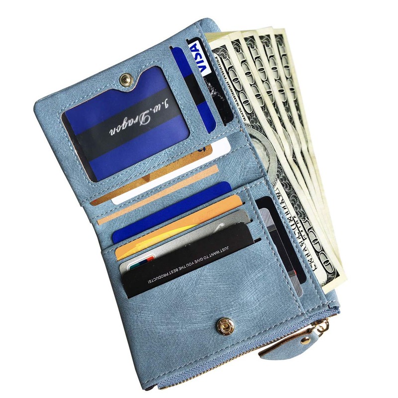 Women's RFID Bifold Leather Small Wallet Ladies Mini Purse with