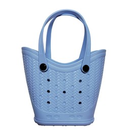 Ribnckly Large Beach Bag, Waterproof Sandproof Rubber Tote Bag for Women, for Travel, Pool, Boat, Groceries, Sports, Beach Vacation Essentials, Blue