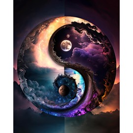 TISHIRON Paint by Numbers for Adults Beginners, Natural Painting by Numbers Kits DIY Acrylic Painting for Adults Children Painting by Numbers Yin Yang Symbol Abstract Crafts, 16 x 20 Inches