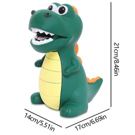 Lakpopya Dinosaur Money Box for Children, Large Dino Piggy Bank for Girls and Boys, Money Boxes Made of Safe PVC Material for Nursery Decoration, Gift, Toy, Christening Gifts (Green)
