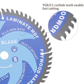 Kozelo Circular Saw Blade - [7-1/4-inch x 60 Teeth x 5/8-inch Arbor] Circular Cutting Blade with 5/8 to 3/8 Washer Adapter for Woodworking Plastic Use, 8500RPM