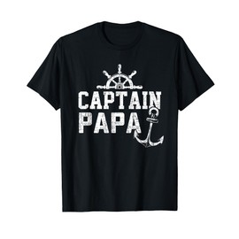 Captain Papa Pontoon Boating Fishing Lake Sailing Family T-Shirt