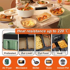 Baking Paper for Hot Air Fryer, 22 x 14 cm, 200 Pieces, Disposable Non-Stick Airfryer Baking Paper, Rectangular, Waterproof, Oil-Proof Baking Paper, Airfryer Accessories, Air Fryer Paper for Hot Air