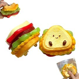 Stress Relief Toys, Sandwich Taba Squishy, Ultra-Thick Sensory Fidget Toy with Water Bubble Sounds, Fun Taba Squishy Paw Design for Adults & Kids, Mini Squishies for Reduce Anxiety (3.14 x 2.74 in)