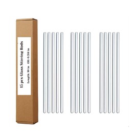 15 Pack Glass Stirring Rods: Diameter 0.314 inch Length 10 inch Glass Stir Sticks, Borosilicate Glass Stirring Rod for Mixing Lab