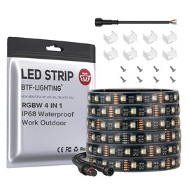BTF-LIGHTING IP68 Waterproof Outdoor RGBW LED Strip 5050SMD RGB+Warm White(3000K-3500K) 4 Colors in 1 DC12V 16.4ft 5m 60LED/m Multi-Colored Tape Lights Can Work Outdoor(No Adapter or Controller)