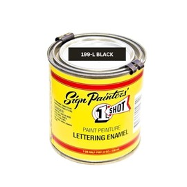 1 Shot Lettering Enamel Paint, Professional Pinstriping and Lettering Paint 4 Ounce Can (199L- Lettering Black) 199L/4Z