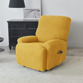 Funda elástica para sillón reclinable, 4 piezas, funda gruesa para sofá de un solo asiento, funda suave jacquard reclinable (amarillo)