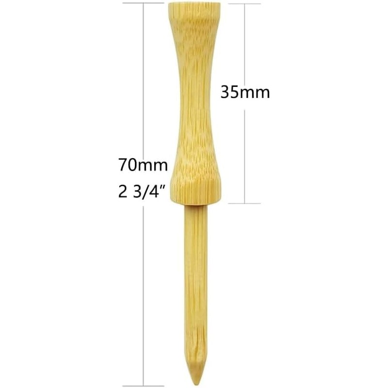Zivisk Wooden Golf Tees 2-3/4" 100 Count 70mm Natural Step