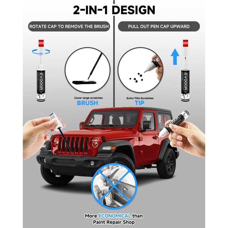 EVOOOR PRC/MRC Firecracker Red Touch Up Paint Compatible with JeepExact