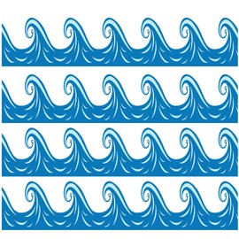 8 Pcs 7.8 Inch Tall Jumbo Borders Bulletin Board Borders Strips for Bulletin Board Classroom Decorations (Ocean Waves)