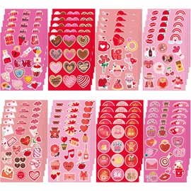 SEPGLITTER Valentines Day Stickers, 40 Sheets Heart Stickers Classroom Valentines Stickers for Kids Boys Girls Envelopes Water Bottle Crafts Scrapbook Sticker Decor Party Goodie Gifts Bags Decoration