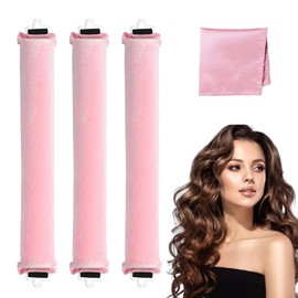 Heatless Curling Rod, 3PCS Heatless Blowout Rods, Overnight Blowout Rods, No Heat Curls to Sleep for Curl Rods with Hair Scarf Heatless Blowout Rods for All Hair Types Women DIY Hair Styling(Pink)