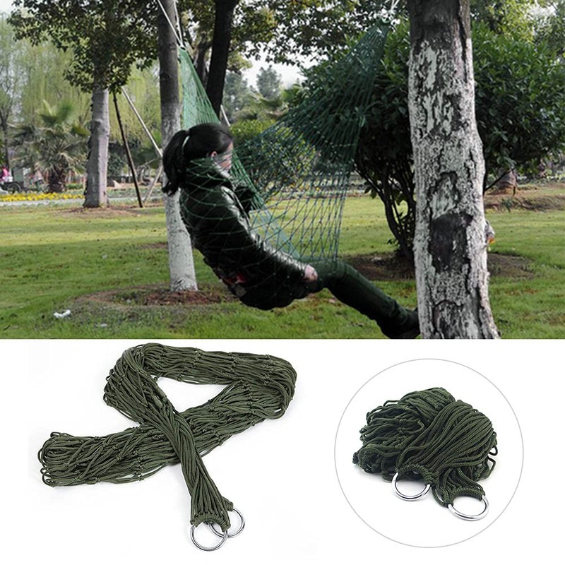 Hammock, Outdoor Nylon Mesh Rope Hammock Comfortable Hanging Bed for