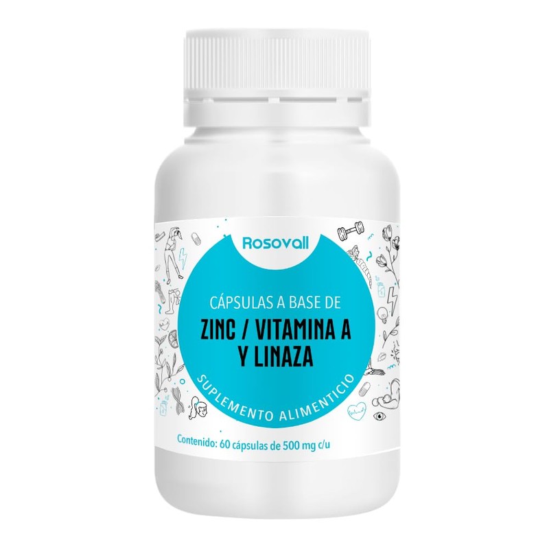 Zinc, Vitamina A y Linaza, Cápsulas 500 mg, 60 Cápsulas