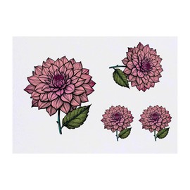 Azeeda 4 x 'Dahlienblume' Temporäre Tattoos - Wasserfest, Hautfreundlich & Ungiftig · Transfers in Verschiedenen Größen (TO00074070)