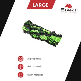 Start Hay Net for Horses Tight Mesh 4 x 4 cm - Large Hay Net 7 kg - Reduces Food Waste & Extends Eating Time - Feeding Net for Horses, Sheep, Goats, Donkeys (Black/Fluo Green)